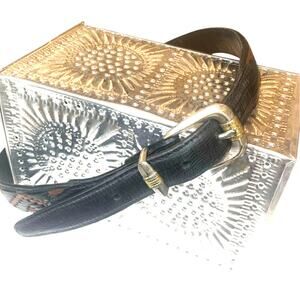 Bill Adler Genuine Leather Belt Woven Italian Calf Skin Brown Black Aztec 34 in